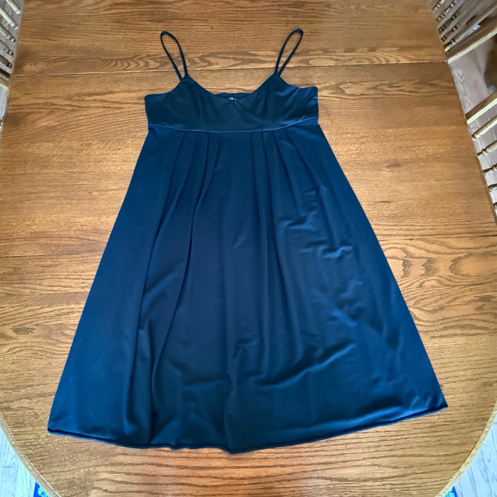 Gap Baby Doll Spaghetti Strap Sateen 3-Button Back Mini Dress Black L